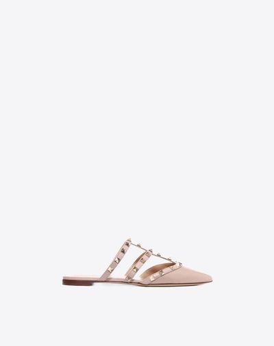 Shop Valentino Garavani Rockstud Calfskin Mule In Poudre