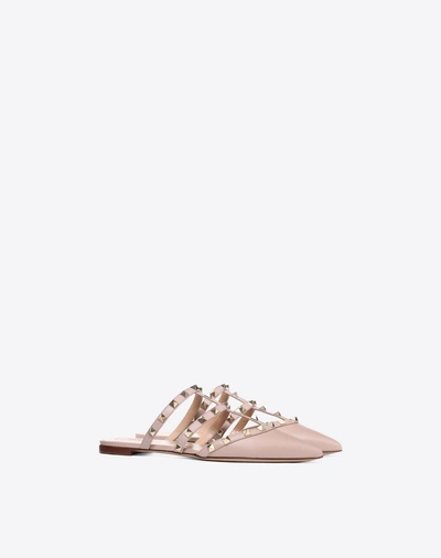 Shop Valentino Garavani Rockstud Calfskin Mule In Poudre