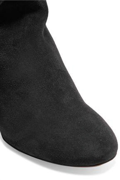 Shop Chloé Woman Suede Over-the-knee Boots Charcoal
