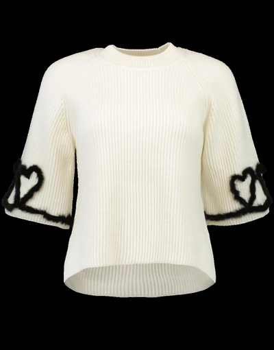 Shop Fendi Fur Trim Sweater In White