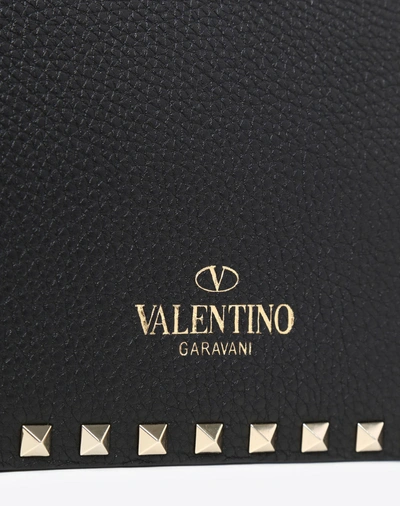 Shop Valentino Garavani Medium Rockstud Grainy Calfskin Crossbody Bag In Black