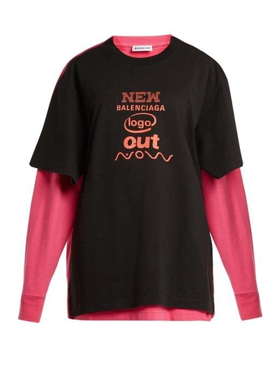 Balenciaga Cotton T-shirt In Black Multi ModeSens