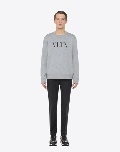 Shop Valentino Uomo Vltn Crew-neck Sweatshirt In Grey