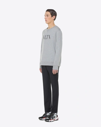 Shop Valentino Uomo Vltn Crew-neck Sweatshirt In Grey