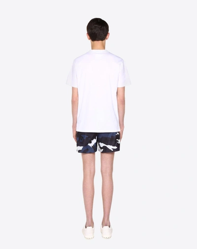 Shop Valentino Camouflage Print Swimming Shorts In Dark Blue