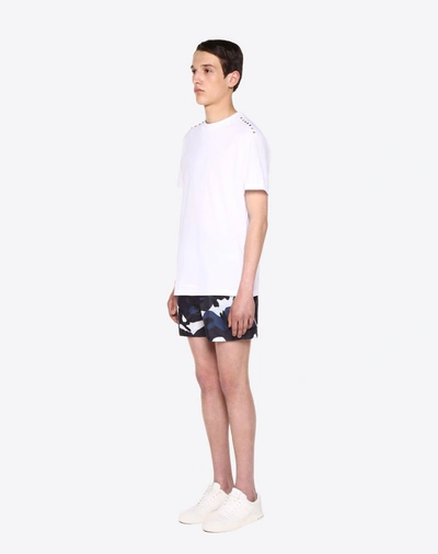 Shop Valentino Camouflage Print Swimming Shorts In Dark Blue