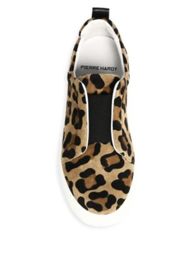 Shop Pierre Hardy Slider Suede Leopard Print Sneakers