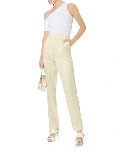 Shop Helmut Lang Ivory Pull-on Suiting Pants