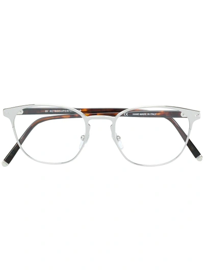 Shop Retrosuperfuture Rectangle Frame Glasses - Metallic