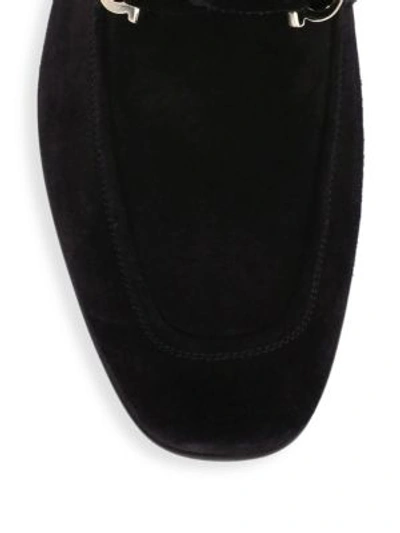 Shop Ferragamo Barry Gancini Bit Suede Loafers In Black