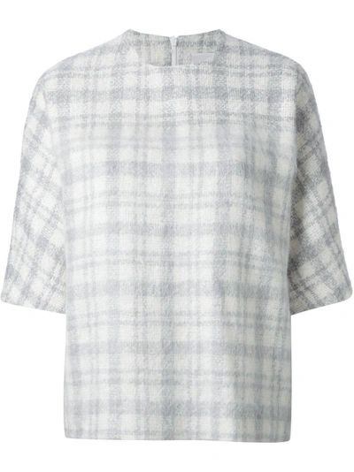 Shop J Js Lee Tartan Pattern Bell Sleeve Top - Grey