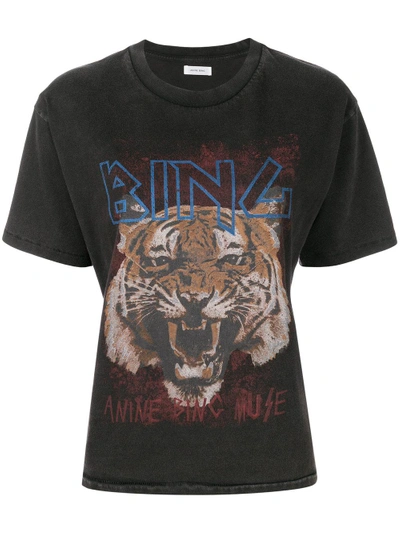 Shop Anine Bing Tiger Print T-shirt In Black