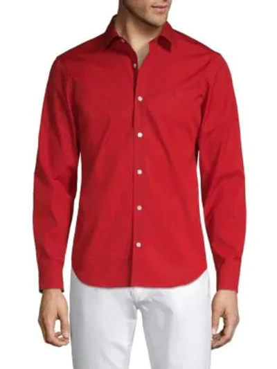 Shop Burberry Stretch Poplin Shirt In Bright Red