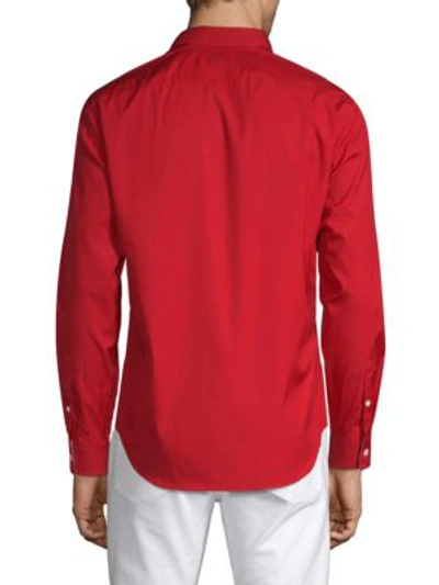 Shop Burberry Stretch Poplin Shirt In Bright Red