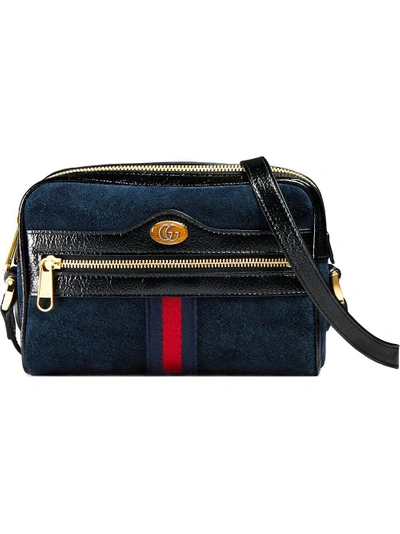 Shop Gucci Ophidia Suede Mini Bag - Blue