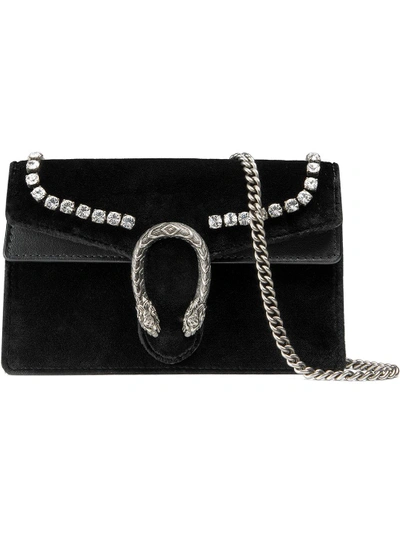 Shop Gucci Dionysus Super Mini Bag With Crystals In Black