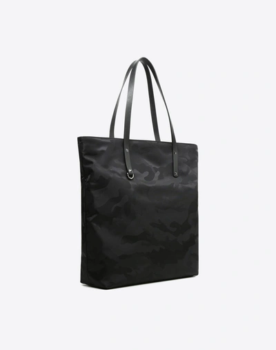 Shop Valentino Nylon Camouflage Noir Tote In Black