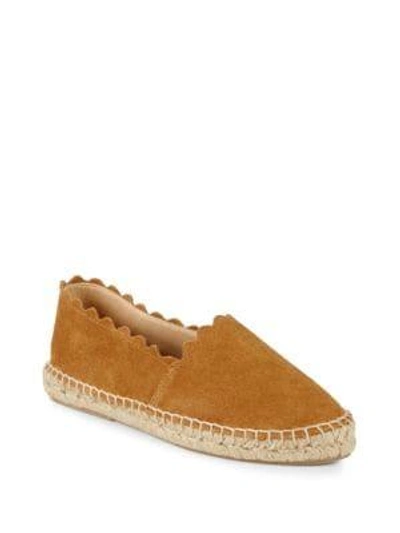 Shop Saks Fifth Avenue Marigold Suede Scallop Espadrilles In Cognac