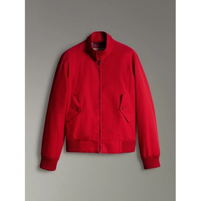 Slim Fit Tropical Gabardine Harrington Jacket In Bright Red