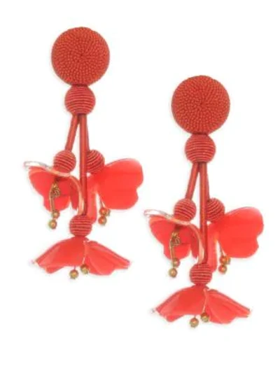 Shop Oscar De La Renta Falling Flower Earrings In Carnelian