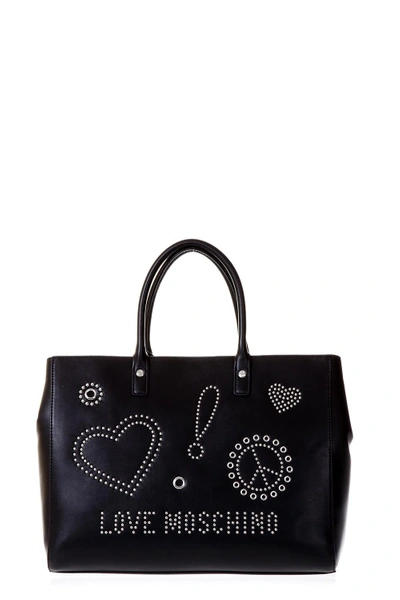 Shop Love Moschino Black Eco Leather Tote Bag