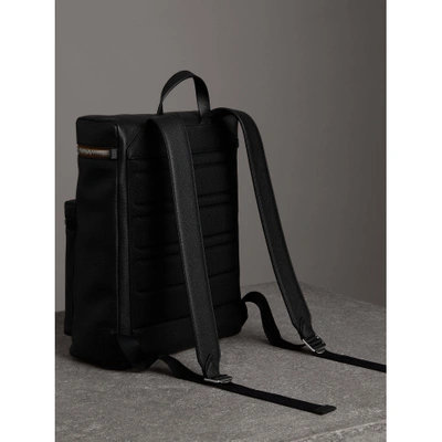 Shop Burberry Zip-top Leather Backpack In Black