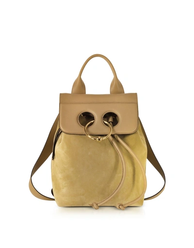 Shop Jw Anderson Gold Suede And Leather Mini Pierce Backpack