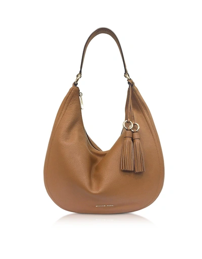 Shop Michael Kors Lydia Acorn Pebbled Leather Hobo Bag In Brown