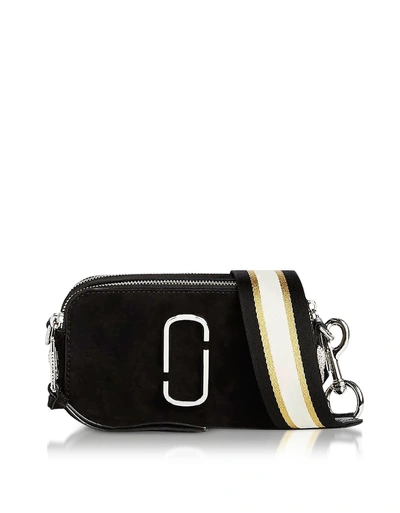 Shop Marc Jacobs Black Leather Pavè Chain Snapshot Small Camera Bag