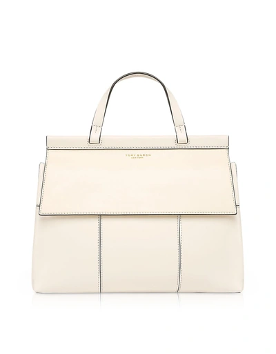 Tory Burch Block-t New Ivory And Royal Navy Leather Top Handle Satchel ...