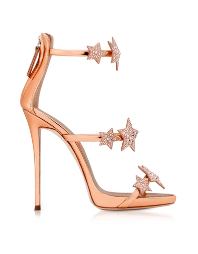 Shop Giuseppe Zanotti Armony Star Copper Laminated Leather High Heel Sandals