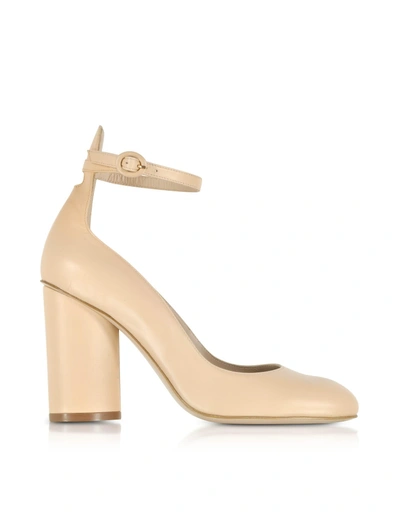 Shop Stuart Weitzman Pasadena Blush Leather Heel Pumps In Powder Pink