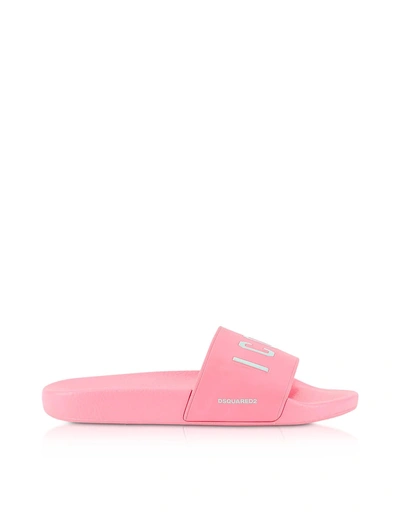 Shop Dsquared2 Icon Pink Rubber Slide Sandals