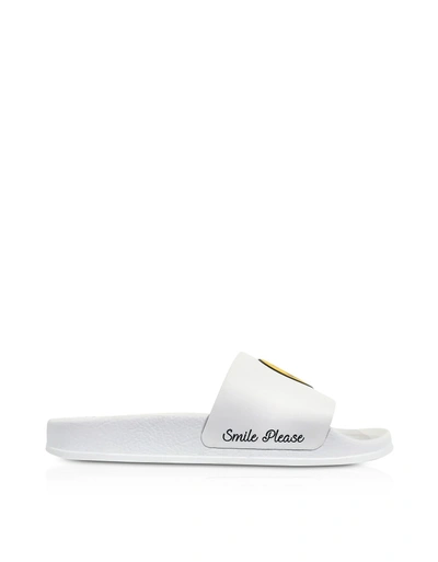 Shop Joshua Sanders White Smile Rubber Slide Sandals