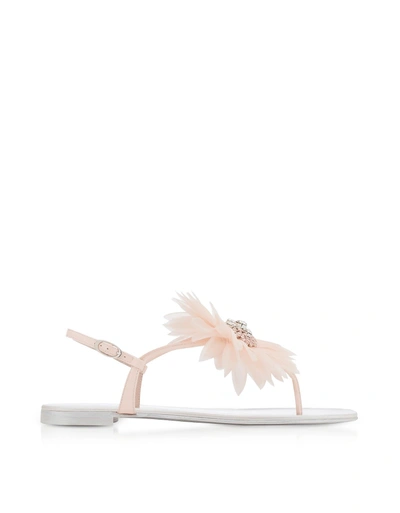 Shop Giuseppe Zanotti Annemarie Pink Patent Leather Flat Sandals W-flower