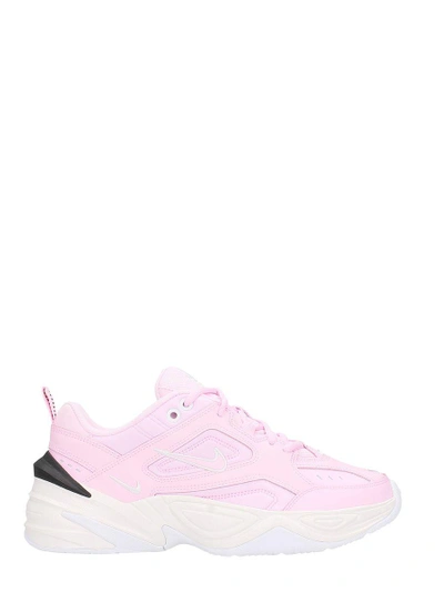Shop Nike M2k Tekno Pink Leather Sneakers In Rose-pink