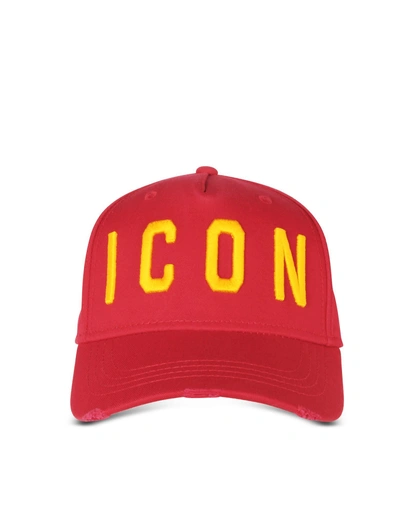 Shop Dsquared2 Embroidered Icon Logo Gabardine Baseball Cap In Red