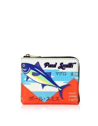 Paul Smith Tuna Print Leather Mens Zip Around Wallet In White 