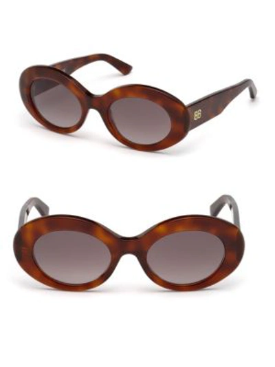 Shop Balenciaga 51mm Oval Acetate Havana Sunglasses In Brown