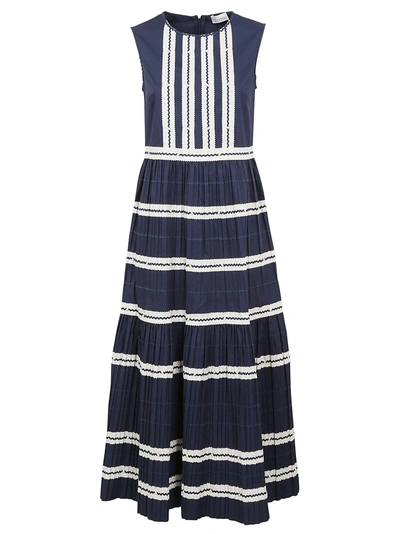 Shop Red Valentino Valentino Sleeveless Pleated Dress In Cobalt