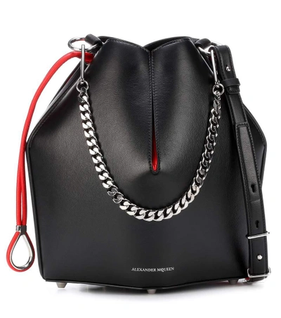Shop Alexander Mcqueen Leather Bucket Bag In Black