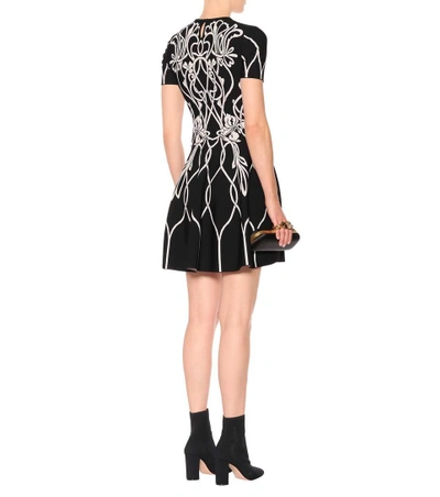 Shop Alexander Mcqueen Floral Knit Dress In Black