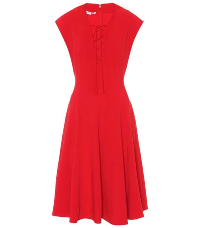 Shop Stella Mccartney Lace-up Crêpe Dress In Red