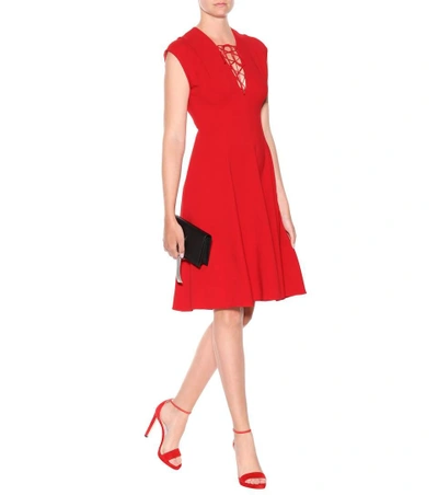 Shop Stella Mccartney Lace-up Crêpe Dress In Red