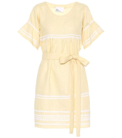 Shop Lisa Marie Fernandez Fiesta Linen Dress In Yellow