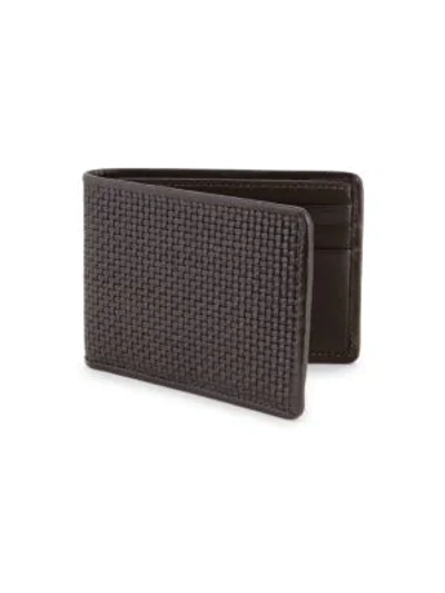 Shop Ermenegildo Zegna Pelle Tessuta & Leather Billfold Wallet In Dark Brown