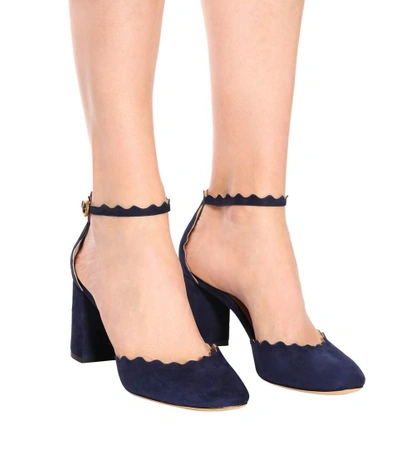 Shop Chloé Lauren Suede Pumps In Blue