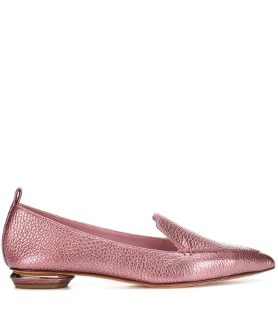 Shop Nicholas Kirkwood Beya Metallic Leather Loafers In Pink