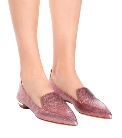 Shop Nicholas Kirkwood Beya Metallic Leather Loafers In Pink