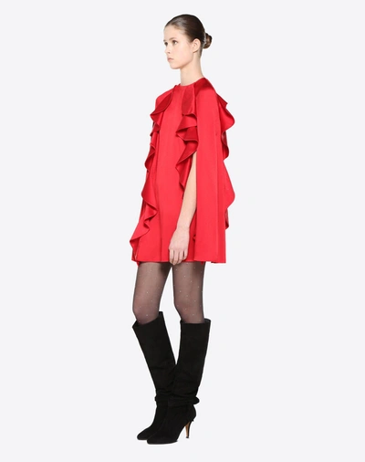 Shop Valentino Hammered Satin Cape Dress Women Red 91% Silk, 9% Elastane 38